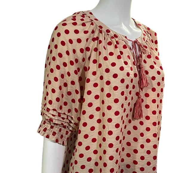 Ellison Womens Polka Dot Tassel Blouse Size Large - Picture 3 of 12